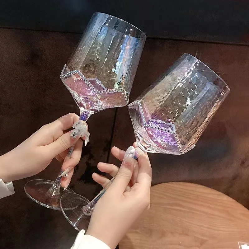 

Набор Винных Бокалов с кристаллами премиум-класса, ослепительные бокалы с бриллиантами, винтажные бокалы для вина, бокалы для шампанского, радужные бокалы