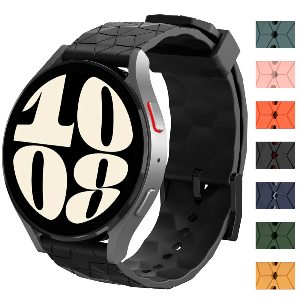 

Rubber Strap for Samsung Watch 4/5/6 40mm 44mm 5 Pro 45mm Football Pattern for Galaxy Watch 6/4 Classic 43mm/47MM 42mm/46mm Band