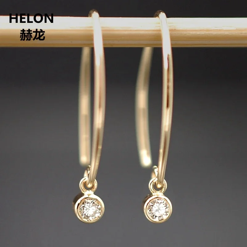 

Solid 14k Yellow Gold 0.07CT SI2/H Full Cut Natural Diamonds Drop Earrings Engaegment Wedding Women Earrings White Rose Gold