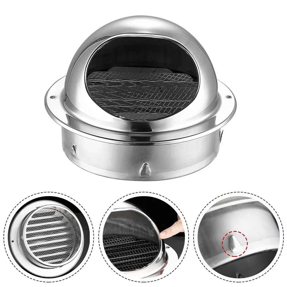 

Stainless Steel Vent Cap Bullnose Wall Vents With Pest Screen Louver Exterior Wall Air Outlet Grille Round Vent Cover 70-200mm