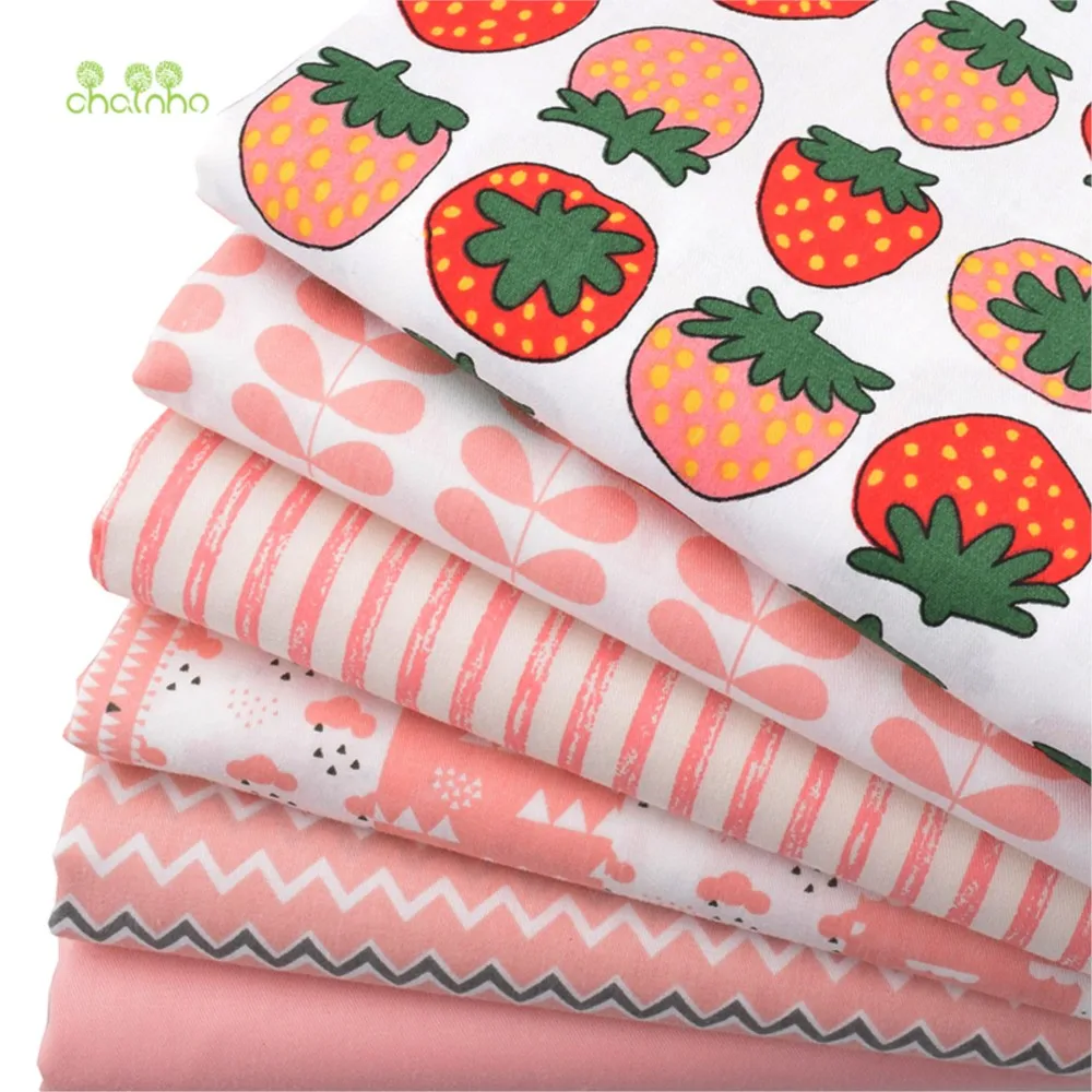 Chainho,Printing Twill Weave Cotton Fabric,DIY Quilting Sewing Material,Patchwrok Cloth,Pink Series,2 Specification,CC225