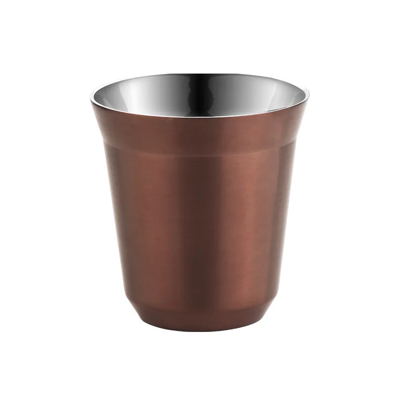 80ml Espresso Mugs 304 Stainless Steel Coffee Cups Double Wall Heat Insulated Capsule Cup Dishwasher Safe