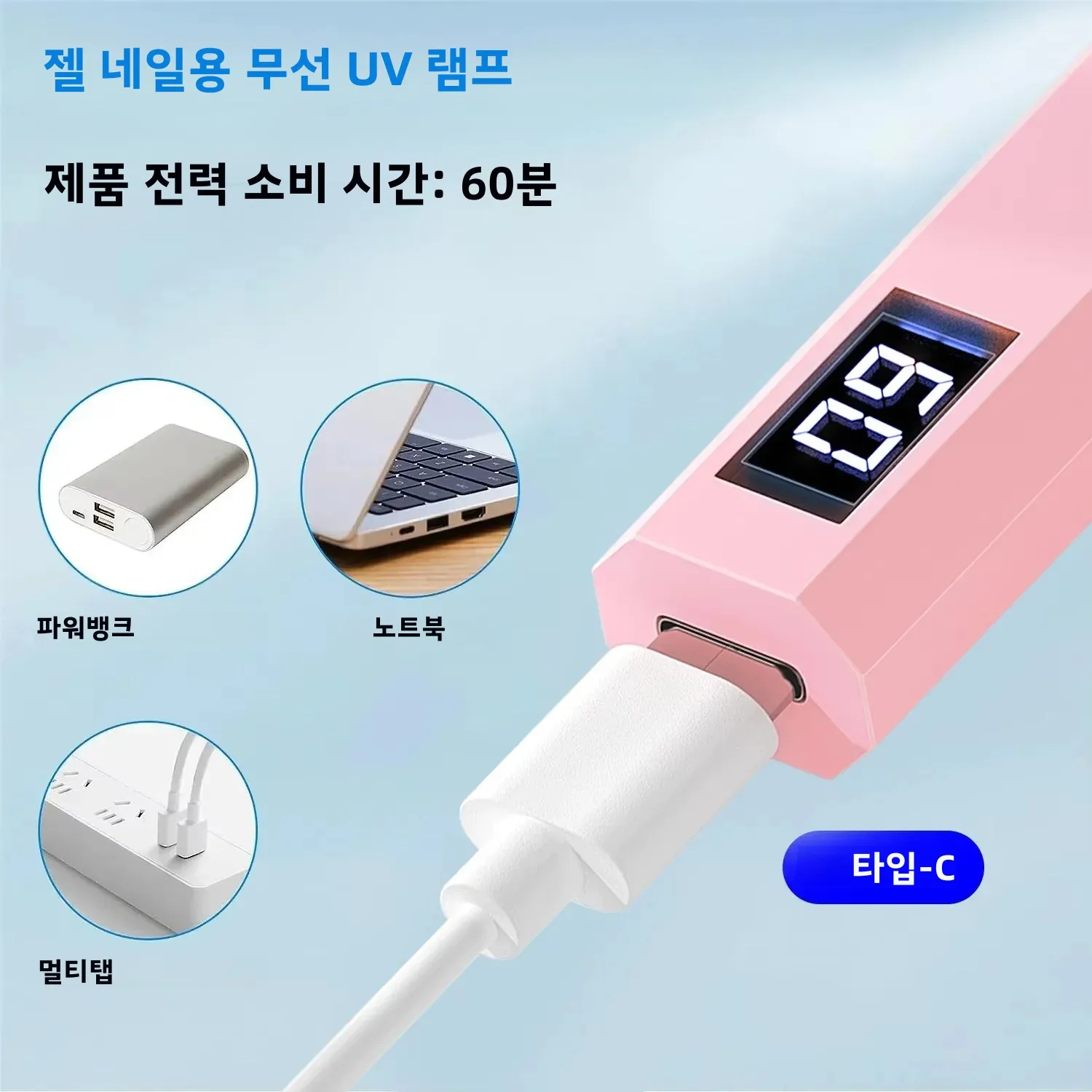 USB 충전식 휴대용 네일 램프 | UV/LED 광경화 램프 | 휴대용 네일 드라이어 (경화 및 광택용)