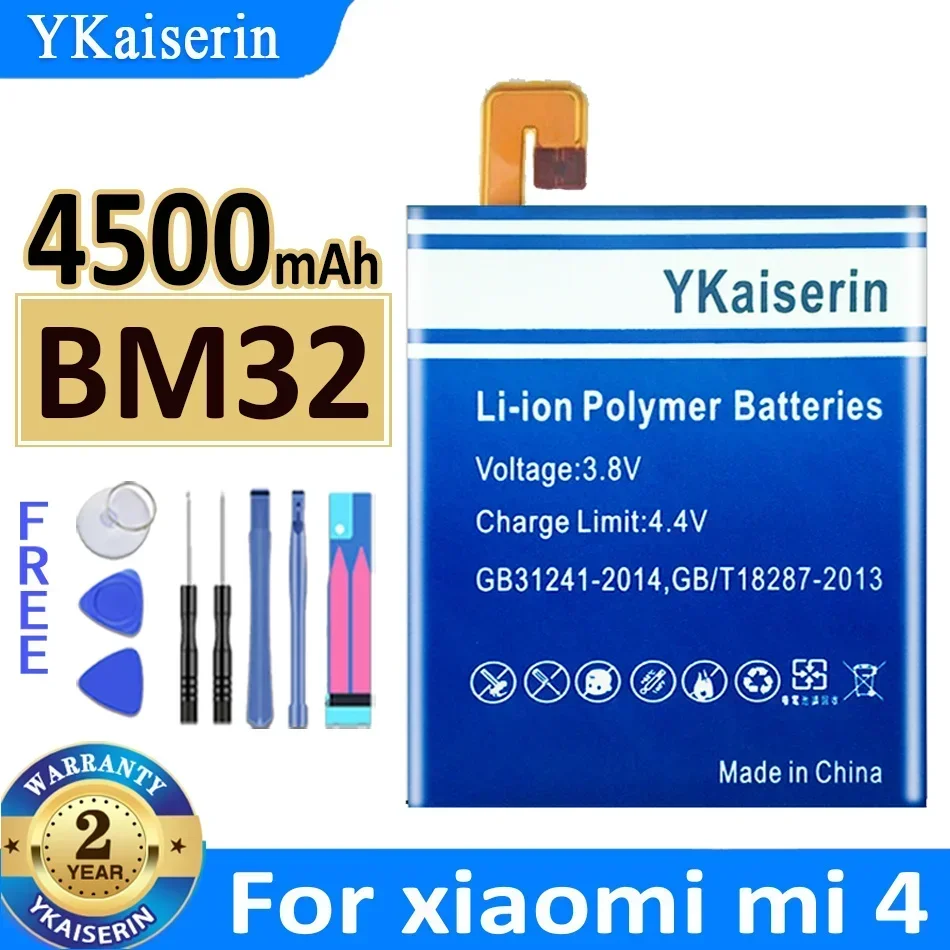 

Аккумулятор ykaisсеребрин BM32 на 4500 мАч для Xiao mi 4, Mi 4, Mi4, M4, BM32, аккумулятор большой емкости, гарантия 2 года + Бесплатные инструменты