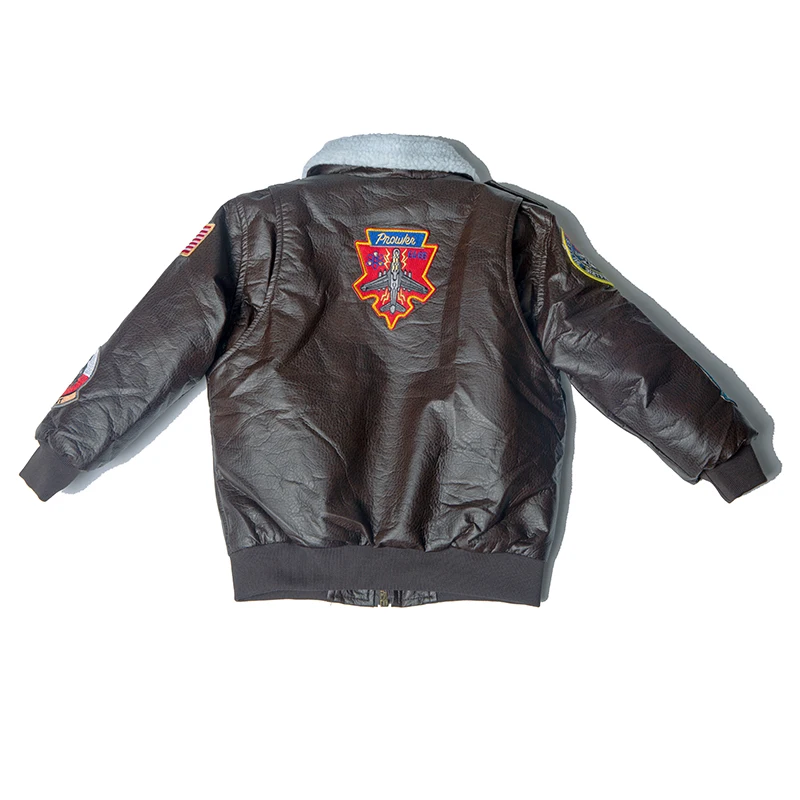 2-12 years old 2019 winter PU leather A2 bomber flight jacket baby girl clothes  boy kids girls coat vintage Outerwear pilot 6