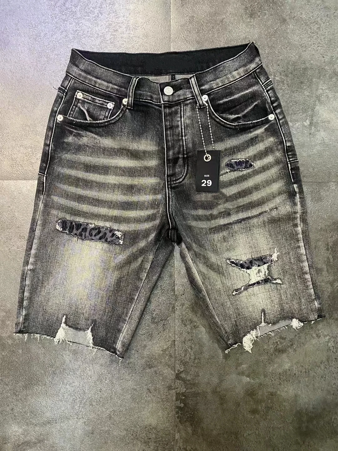 

Men's Shorts Animal Print Distressed Effect Denim Shorts Summer