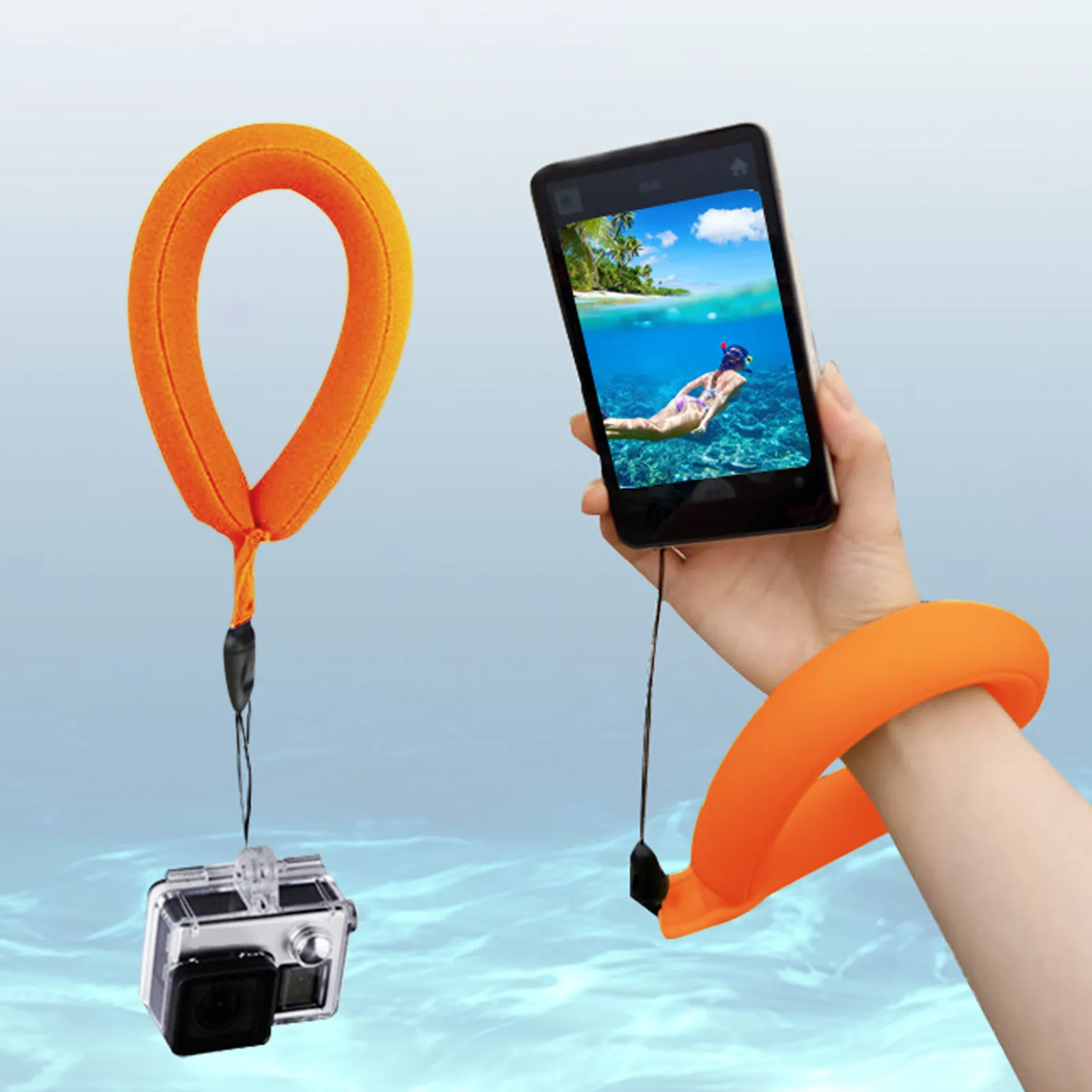 Waterproof Camera Float Universal Floating Strap for Underwater Camera Waterproof Pouch Case forGoPro Nik on Can on So ny Pentax ipx8 waterproof phone bag case for iphone 13 12 samsung xiaomi universal swimming underwater diving phone pouch bag case