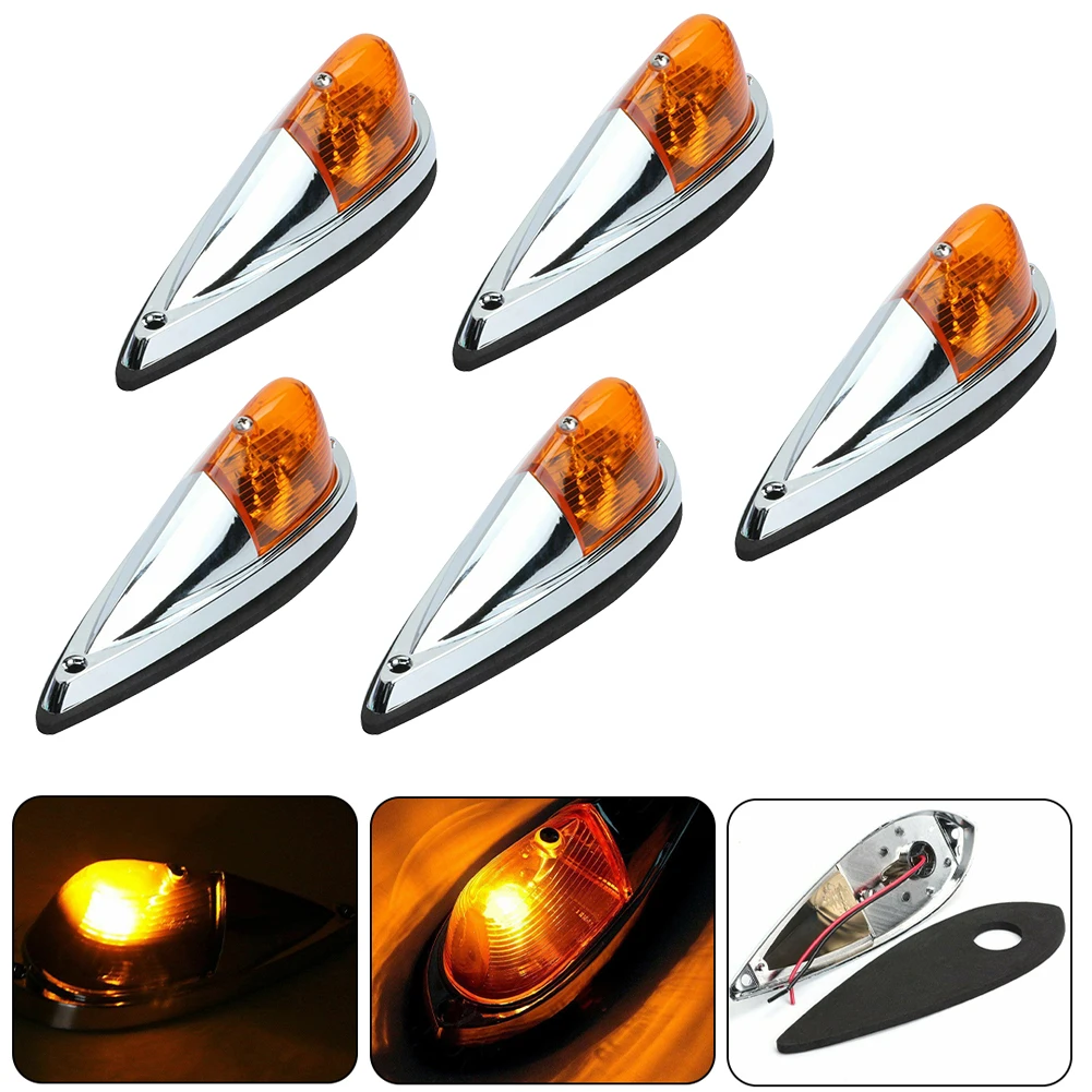 5pcs/set Car Roof Top Clearance Lights Amber Cab Marker Roof Top