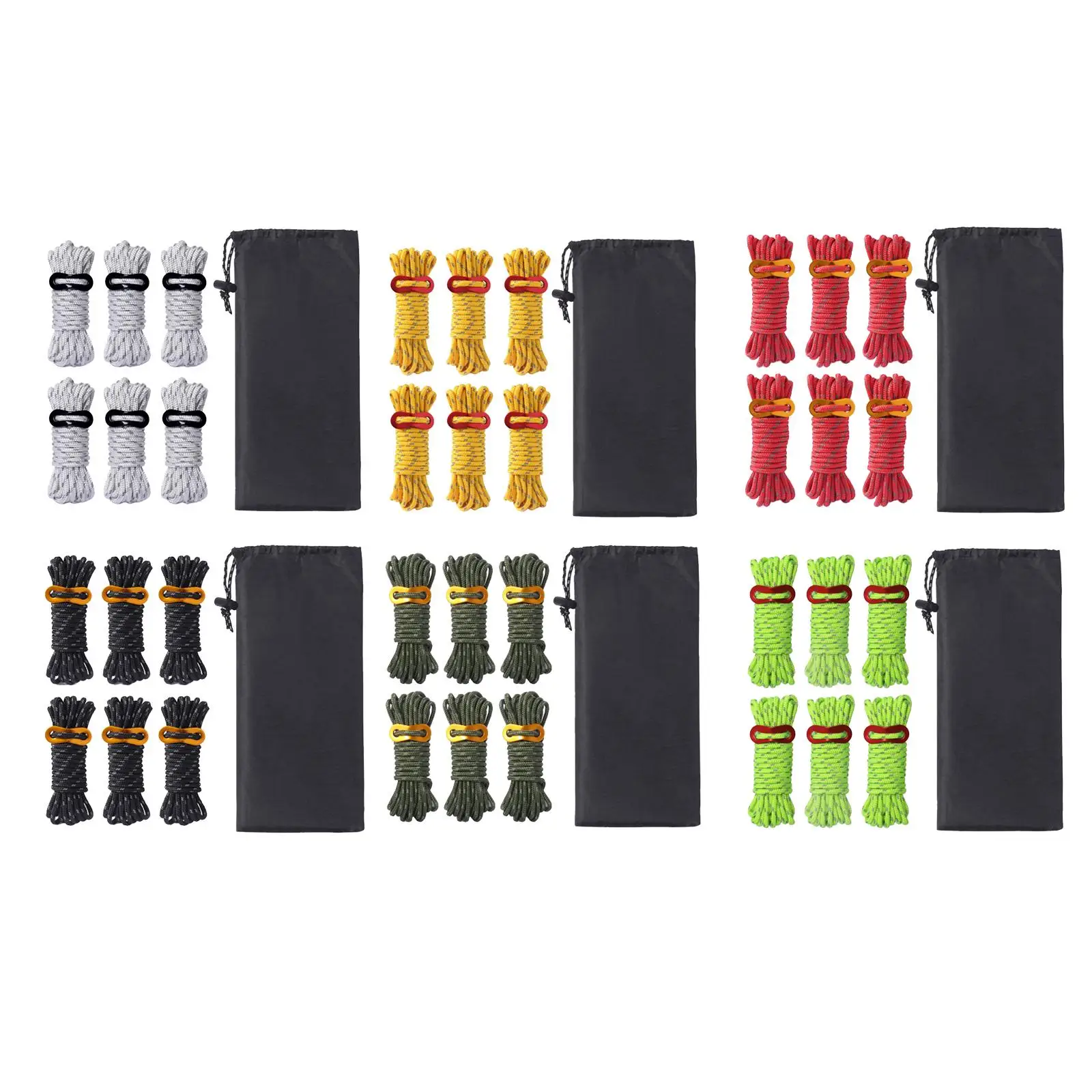 알루미늄 가이라인 조절기가 있는 경량 캠핑 로프, 텐셔너 파우치 타프, 캐노피 쉘터, 4 개의 가이 라인 텐트 코드 