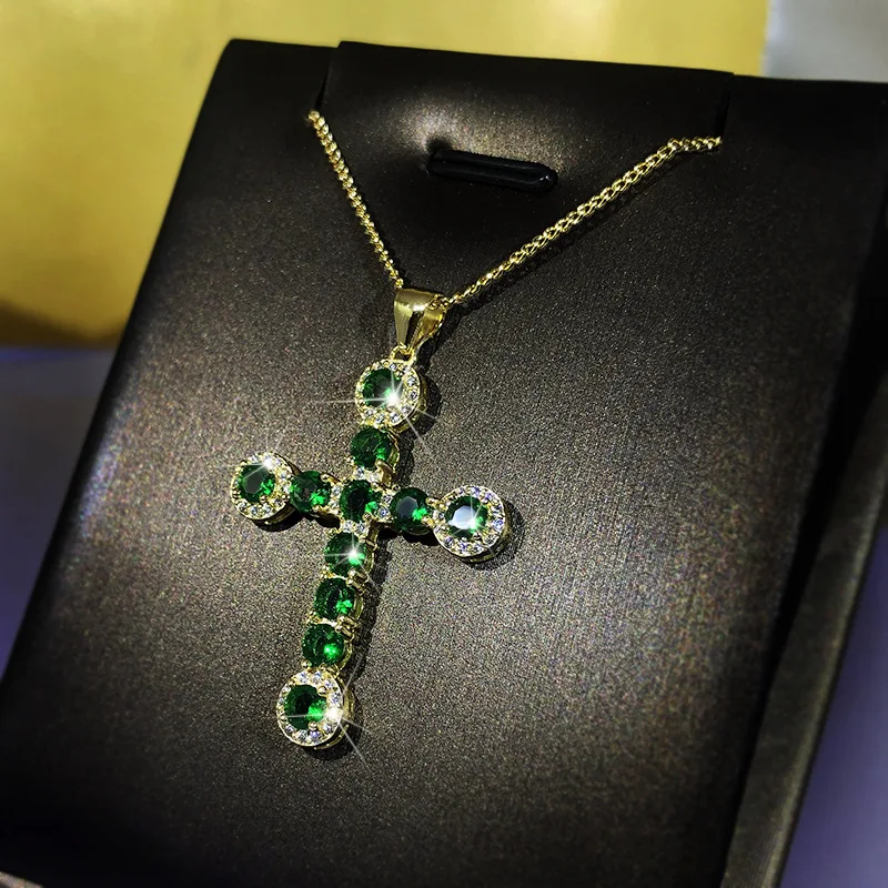 regalo para ella Joyería Collares Collares con charms 18K Gold Plated Finished Emerald Jewelry Vintage Emerald CZ Collar 