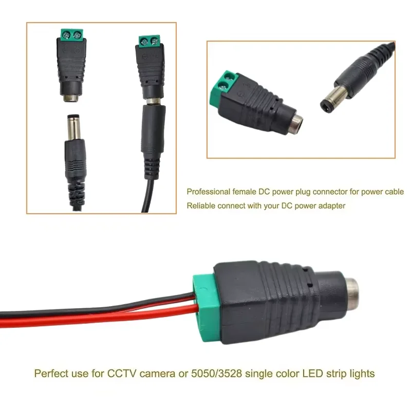 10 Pezzi Connettori Alimentazione DC Spina Maschio 5.5mm X 2.1mm Per CCTV - Adattatore Con BNC Maschio