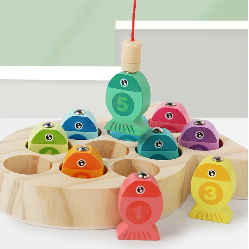 Wooden Children Fishing Toys Montessori Early Education Toys Kids Ability Training Game Learning