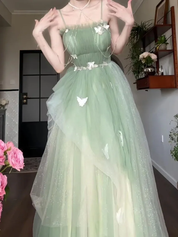 

Harajpee Light Green Temperament Dress Women 2024 New Birthday 18 Year Old Adult Gift Long Evening Dresses Elegant Fairy Vestido