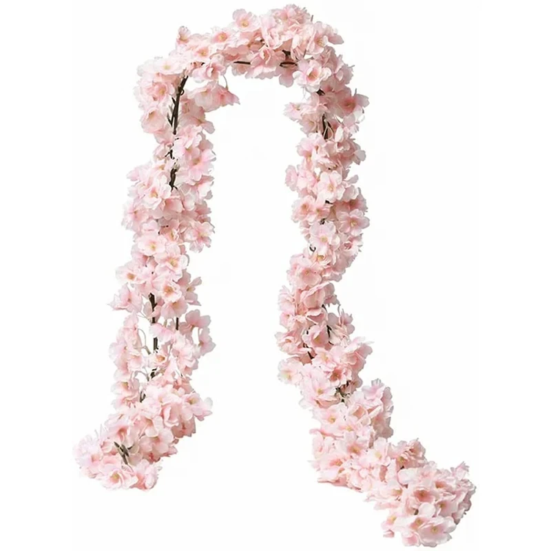 Artificial Flowers 180CM Sakura Flowers Vine Wedding Garden Rose Arch Home Party Decoration Christmas Bridal Fake Silk Scrapbook Plants