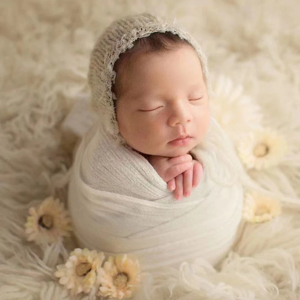 Avvolgimento in garza per neonato Puntelli per fotografia per bambini Tessuto in posa Coperta elasticizzata in cotone Avvolgimento a strati per neonato tinto a mano - immagine 6