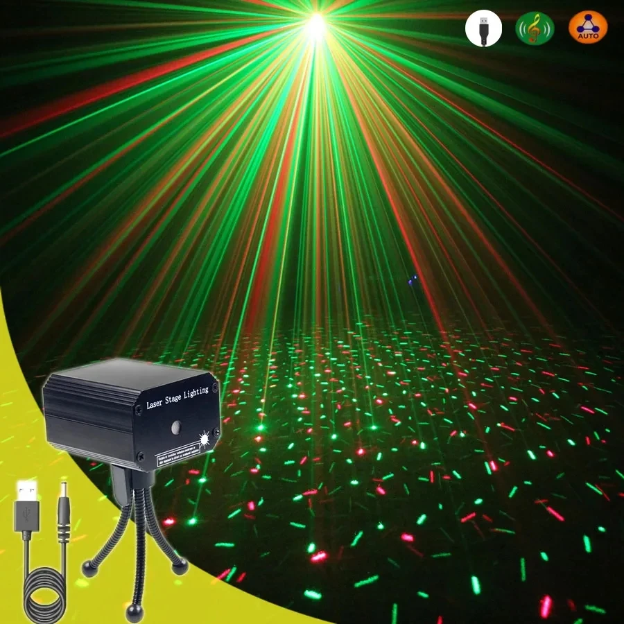 

Starry Sky Party Lights DJ Disco Mini Stage Lighting Star Projector Laser Sound Activated Strobe Flash Lamp for Birthday Parties