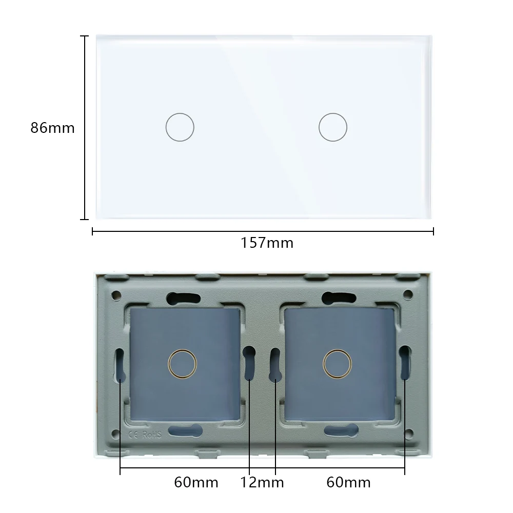 TAWOIA 157mm EU 1/2/3/4갱 1/2/3웨이 터치 센서 조명 스위치 DIY (유리 패널 포함) 가정용 개선 터치 스위치 기능 부품
