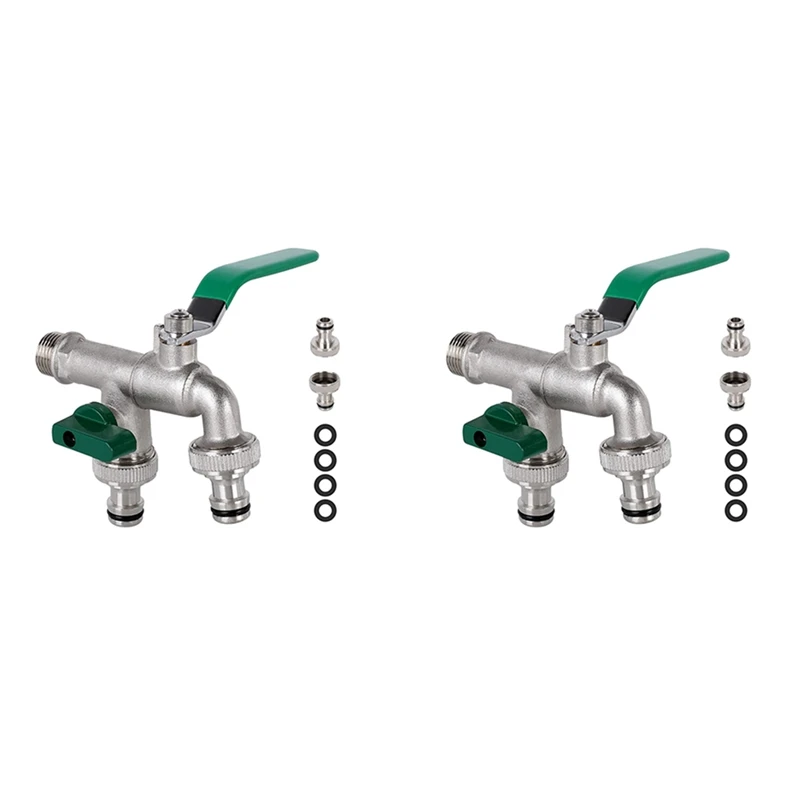 

2Pcs 1/2 Inch Double Outlet Tap Rust And Frost Protection High Quality Brass Faucet With Double Connection