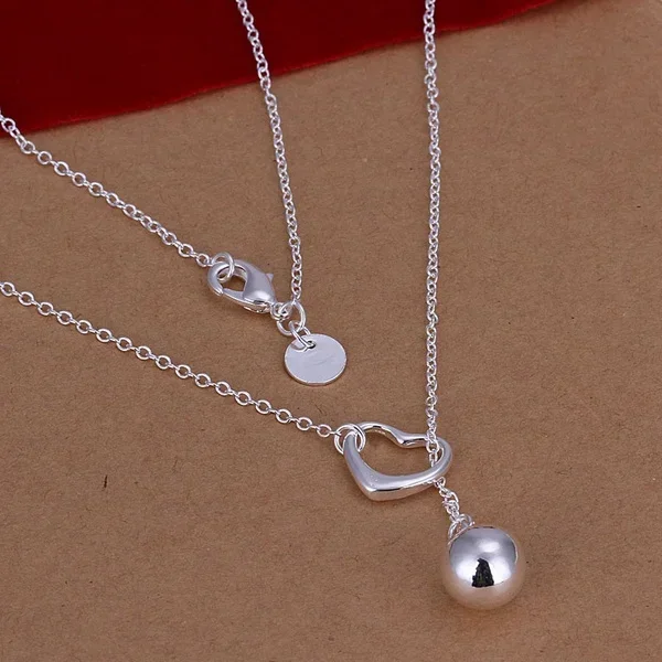 925 Sterling Silver Exquisite Noble Luxury Gorgeous Fashion Women Lady Charming Loving Drop Shot Necklace Silver Jewelry