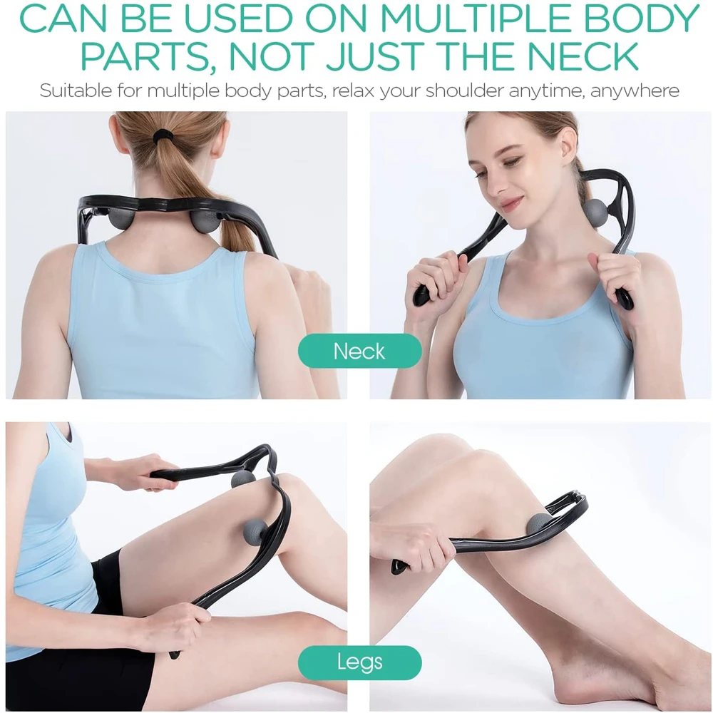Neck Massager Shiatsu Deep Tissue Dual Trigger Point Shoulder Massager for Pain Relief, Ergonomic Handle, Lightweight & Portable BEST SELLERS