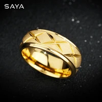 Rings for Men Women Tungsten 8mm Golden Fillet Party Pattern Birthday Engagement Gift,Engraving