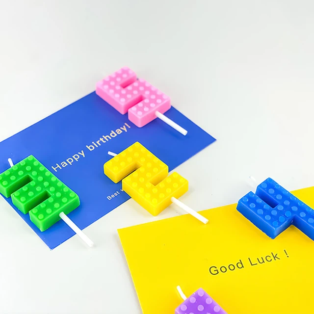 Bougie numérique colorée en bloc de pixels, 1 pièce, pour décoration de gâteaux et de cupcakes, chiffres 0-9, dégradé de souhaits, robe de Table à Dessert pour fête 3
