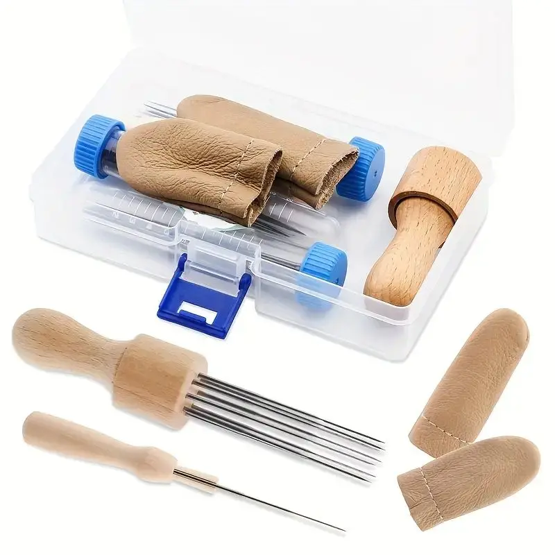 Needle Felting Kit 30Pcs Needles 3 Size Felting Needles Wooden Handle Finger Cots For DIY Wool Projects