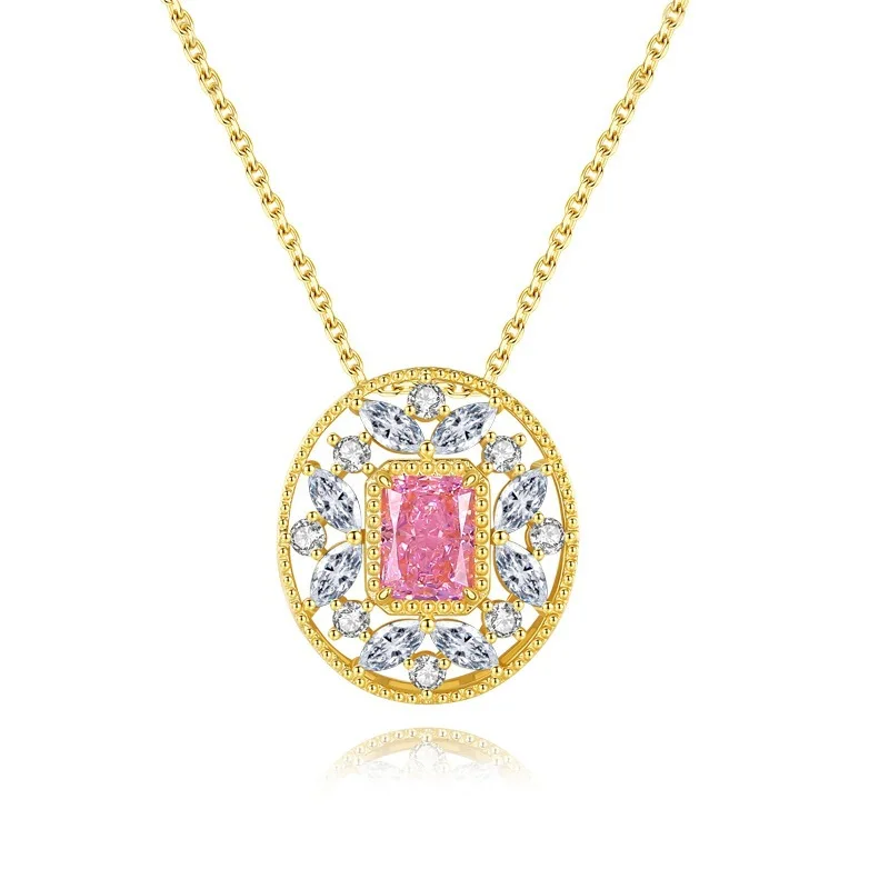 

S925 sterling silver ice flower cut collarbone chain original light luxury oval petal necklace female factory silver jewelry