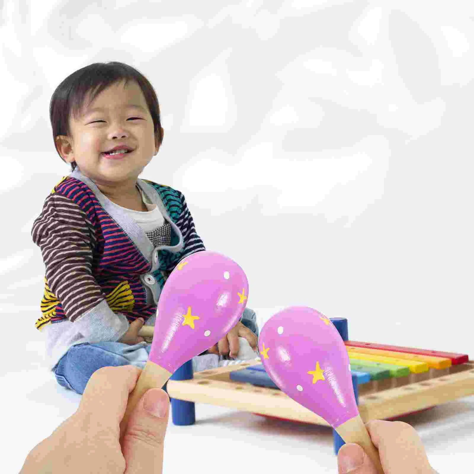 Wooden Maraca Kids Maracas Childrens Toys Musical Instruments Toddler Educational Shaker musical rattles