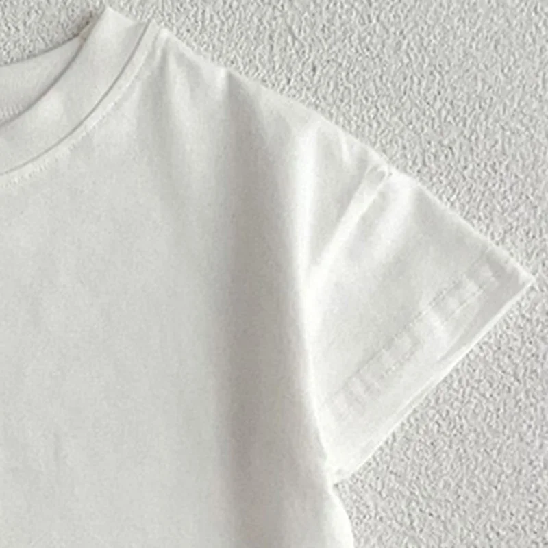 Baby Boys Girls T-shirt Toddler Solid Color Clothes Korean Style Infant...