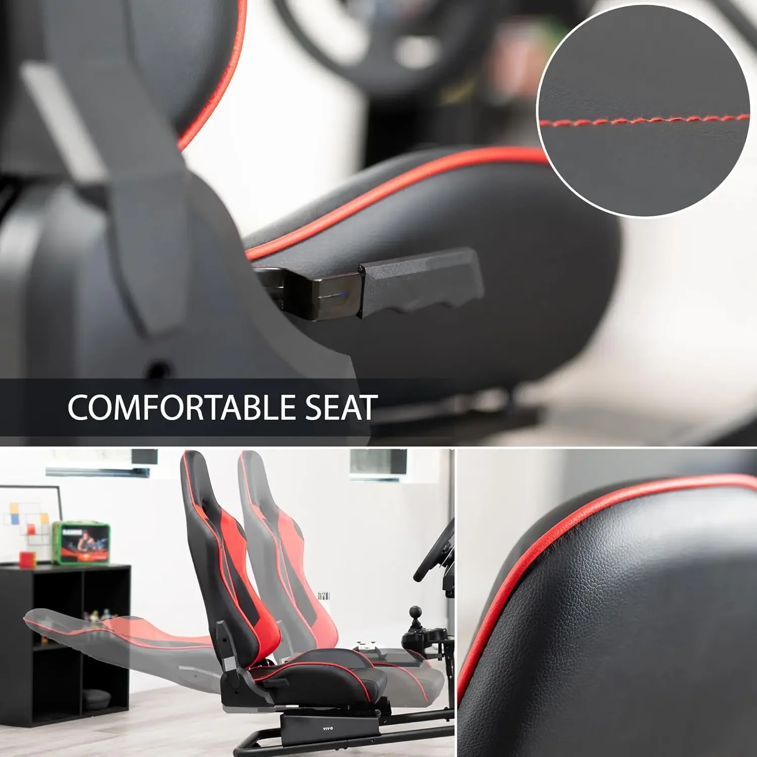 Racing Simulator Cockpit: Wheel/Gear Mount, Fits Logitech/Thrustmaster/Fanatec, Xbox/Playstation, VESA 400x400 6