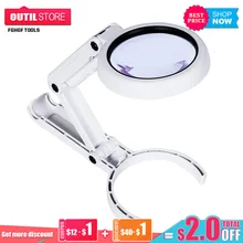 

Handheld Foldable Magnifying Glass Chargeable Desktop LED light desk Magnifier lamp Jewelry Loupe USB Reading Repair Tool Lupa
