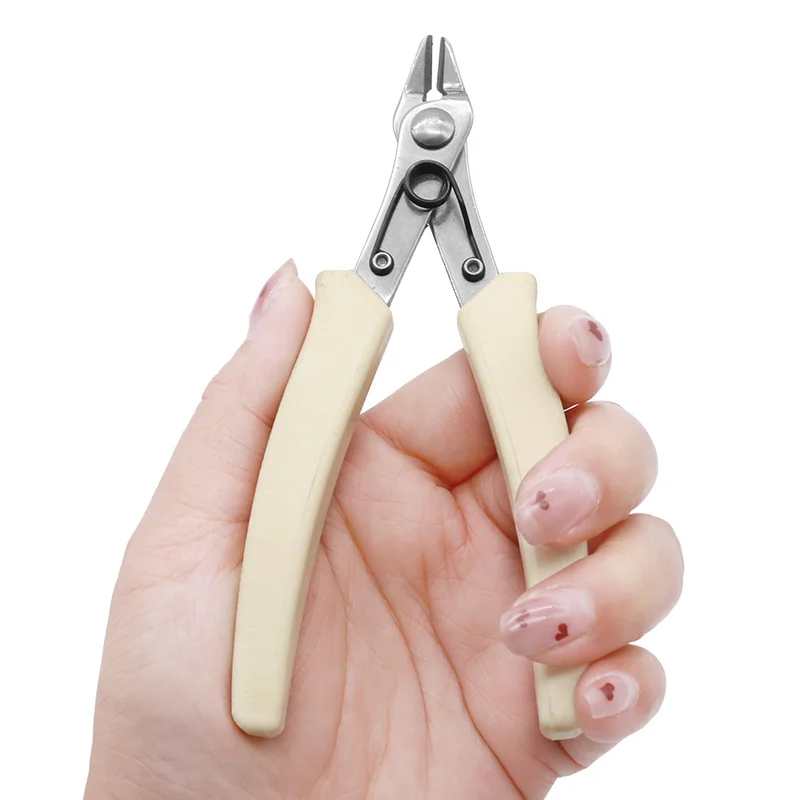 Stainless Steel Pointed Nose Pliers 45 # Steel Handle White Handle Diagonal Thread Cutting Pliers Hand Tools