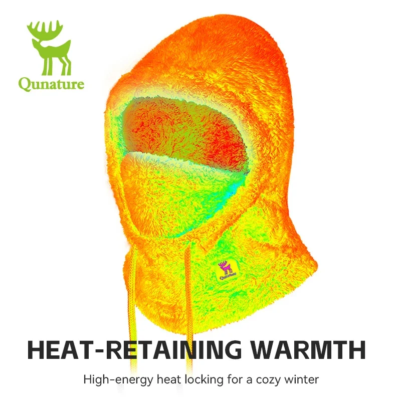 Qunature Winter Thermal Fleece Balaclava Ski Face Mask Neck Warmer Scarf Snood Hood Hat Windproof Cold Outdoor Sport Cycling Cap