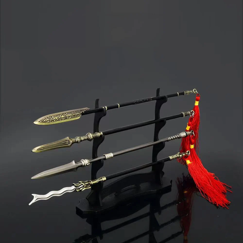Description Picture 5 of item22cm Tiger Head Chisel Golden Spear Full Metal Lance Ancient Cold Weapon Model Ornament Toys for Male Boy Kid Replica Miniatures
