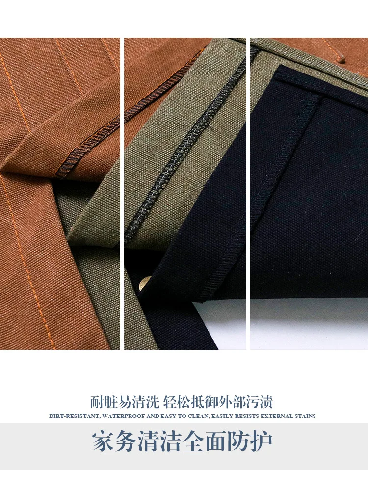 Outdoor Originalität Schürze Multi-funktionale Tasche Friseur Holzbearbeitung Overalls Reparatur Maschinist Werkzeuge Wasserdichte Lange Schürze – Detail 6