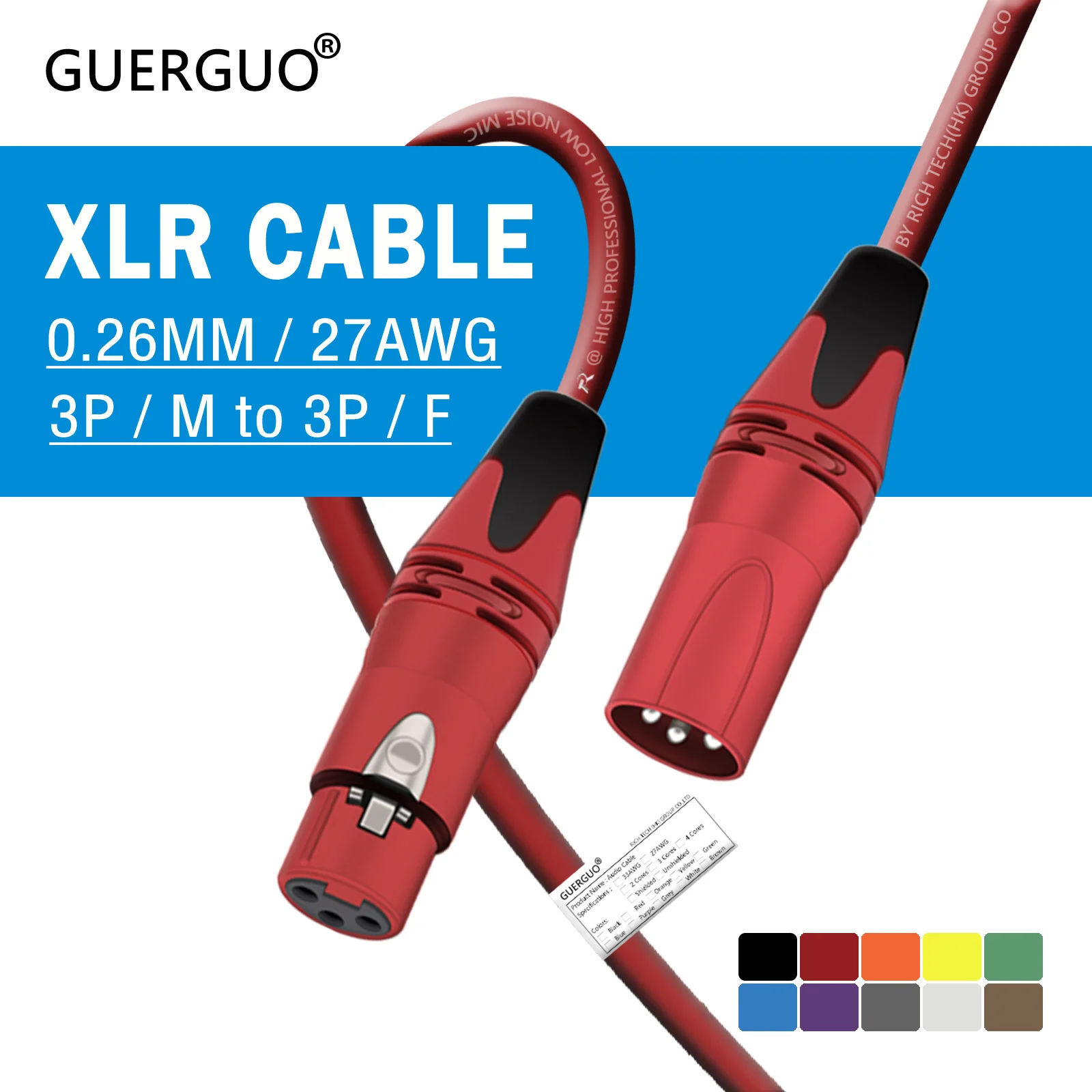 Audio Cable XLR Cable Cannon Extension Cord 3Pin Male to Female M/F OFC Balanced Audio Microphone Shielded Multicolor Line for Speaker Mixer