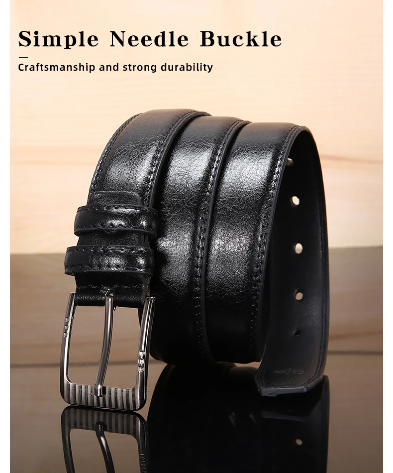 Authentischer Luxus-Herren-Gürtel aus Leder, Jeans, Damen und Herren, Gürtel mit Stift, langlebige Nähte, modische Business-Gürtel für Herren – Detail 4