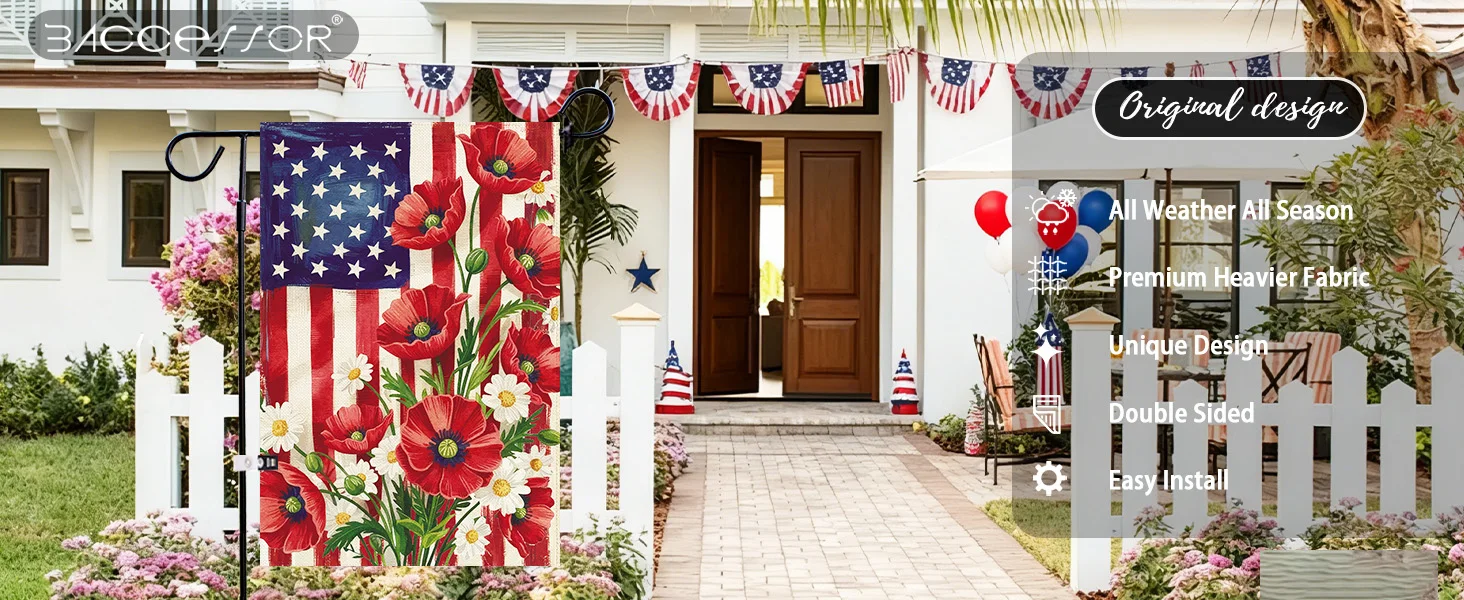 Baccessor 4th of July American Garden Flag 12.5 x 18 Inch