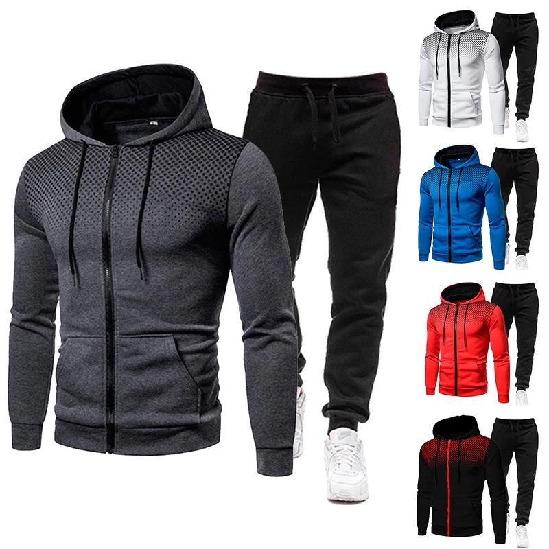 Autumn Winter Men's Sportswear Warm Sweater Pants Polar Fleece Suit Male Outdoor Zipper Sweater Casual Brand High-Quality Set male camouflage suit outdoor wear resistant to dirty tooling combat uniform labor insurance overalls site