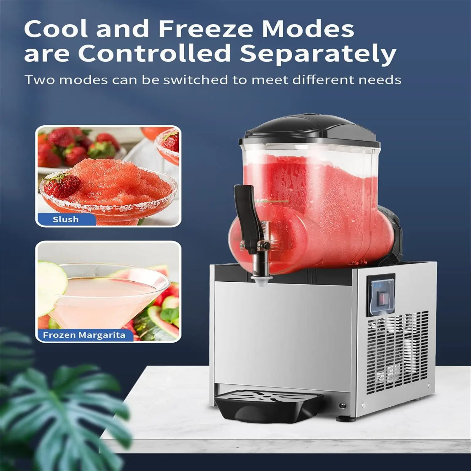 Commercial Slushie Machine, 12L Frozen Drink Margarita Machine Smoothie Slushy Maker Stainless Steel for Restaurant Bar Party 5