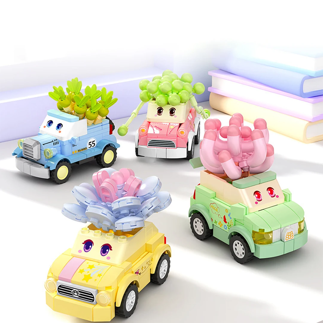 

168 Pieces Succulent Car Potted Plant Building Block Technology Assembly Electronic Drawing High TechToys Kids Christmas Gifts