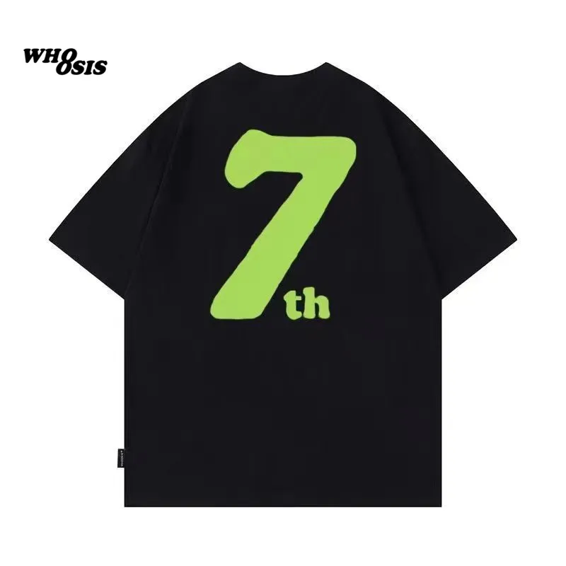 

WHOOSIS Fashion New Short sleeved T-shirt Men's and Women's Fashion Brand Pure Cotton Summer Top Trend