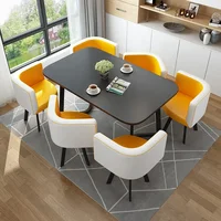 Modern Rectangular Leather Dining Set with 6 Chairs – High-Quality Table for Dining Room or Reception Hall - Image 6