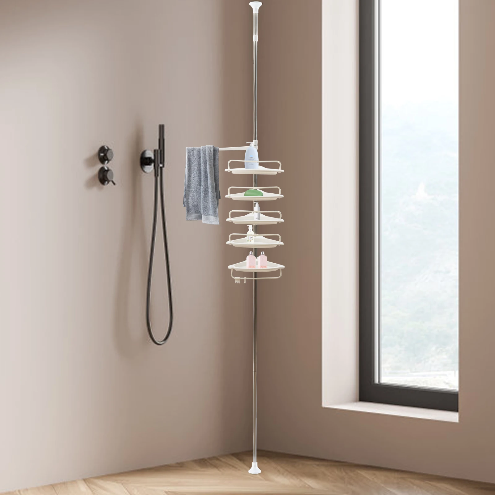 Estante de ducha ajustable en altura, estante de ducha sin