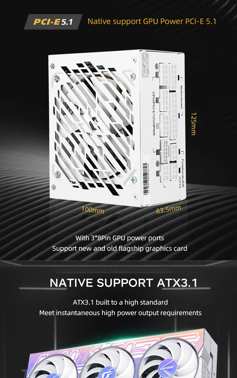 SFX-750W Full-Modular PC PSU Power Supply For Mini ITX/Micro ATX Support ATX3.1/