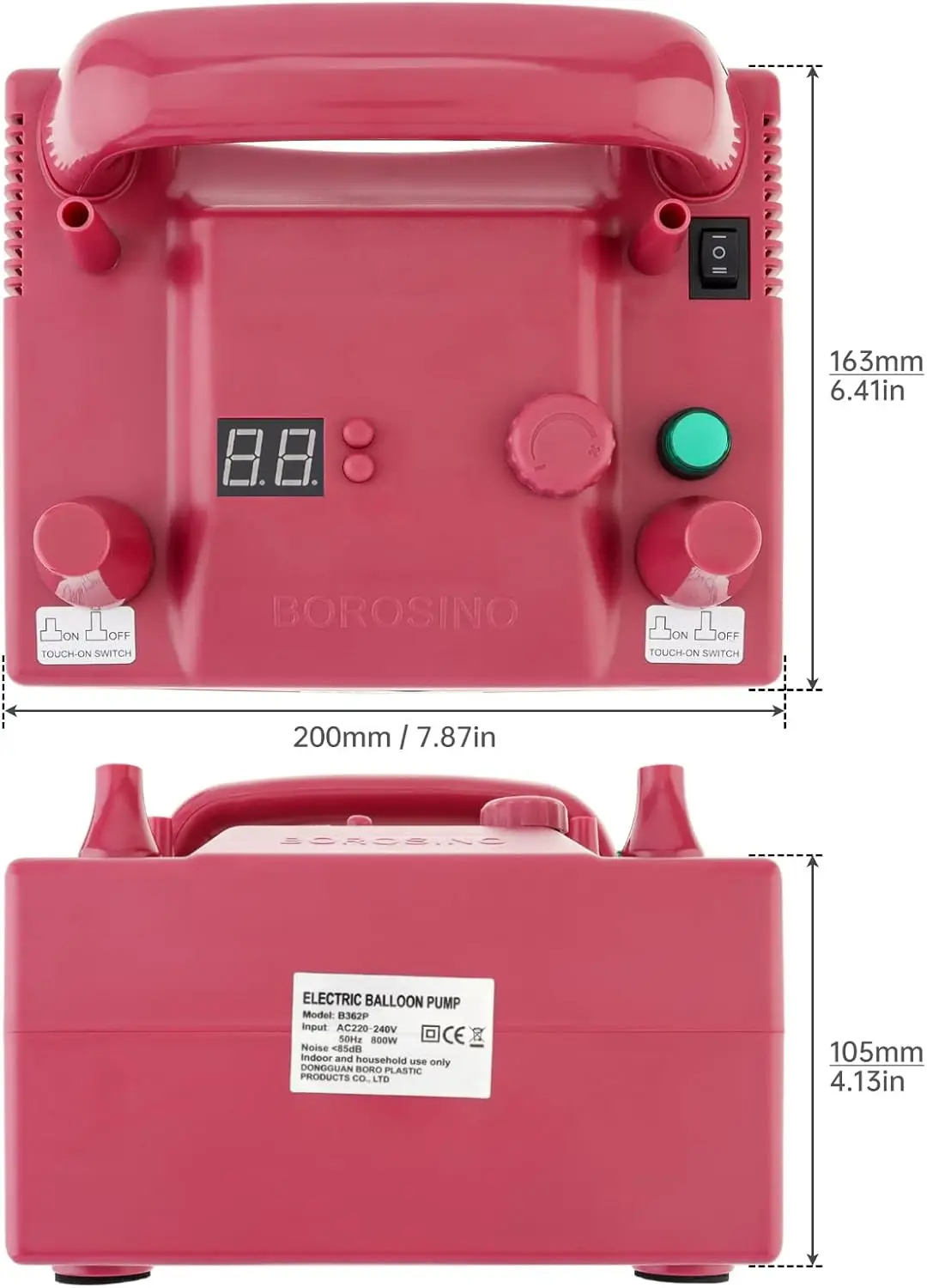 Portable Electric Balloon Blower Pump, Dual Nozzle Balloon Air Inflator, 110V 680W with 2 Inflation Nozzles for Decoration