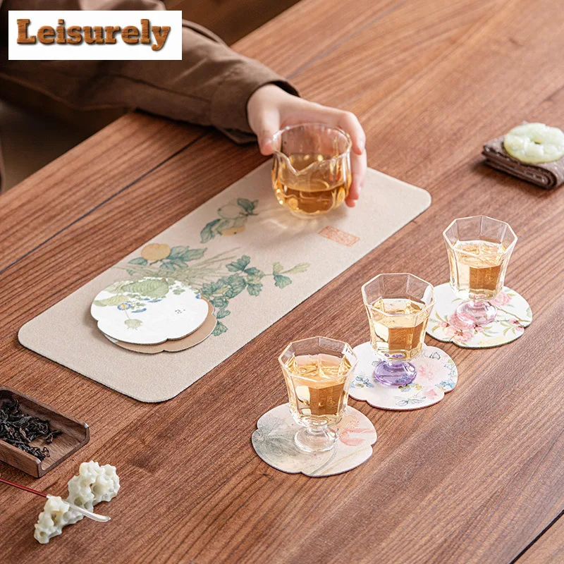 5pc/set Floral Double-sided Fabric Coasters Elegant Hot Pad for Coffee Cups Saucer Anti-scald Placemats Teacup Base Cafes Craft