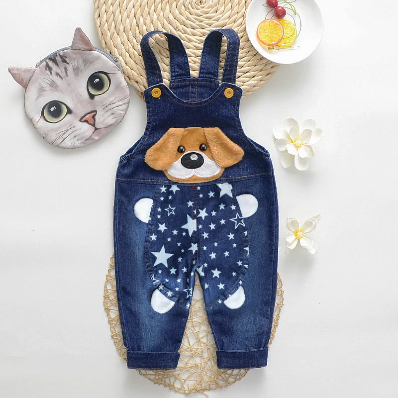IENENS Baby Overalls Toddler Boy Jeans Jumpsuit Clothes Infant Denim Bottoms Trousers 0-4 Years Long Pants Cartoon Dungarees