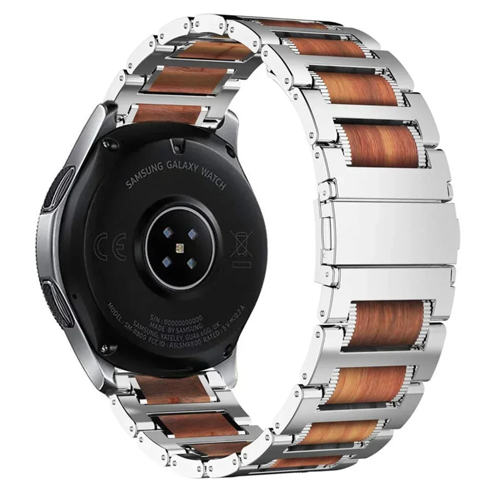 Elegant 22mm Metal Rosewood Strap